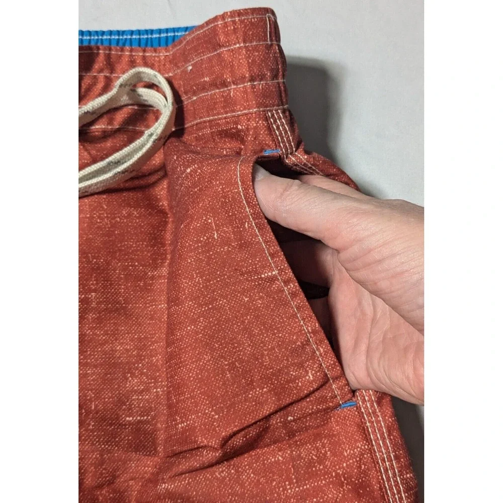 CARIBBEAN JOE Men Large Burnt Brown‎ Built In Brief Drawstring 7